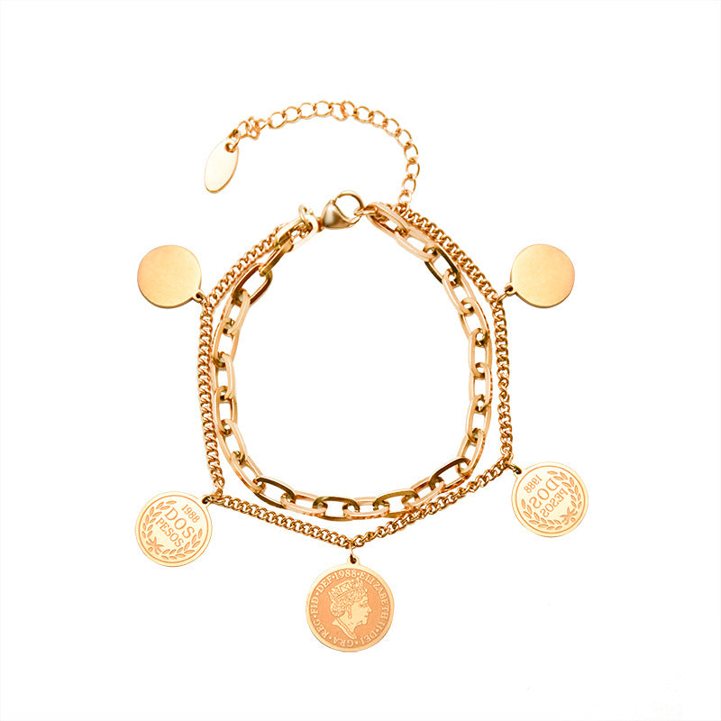 18 k Gold Plated Coin Bracelet