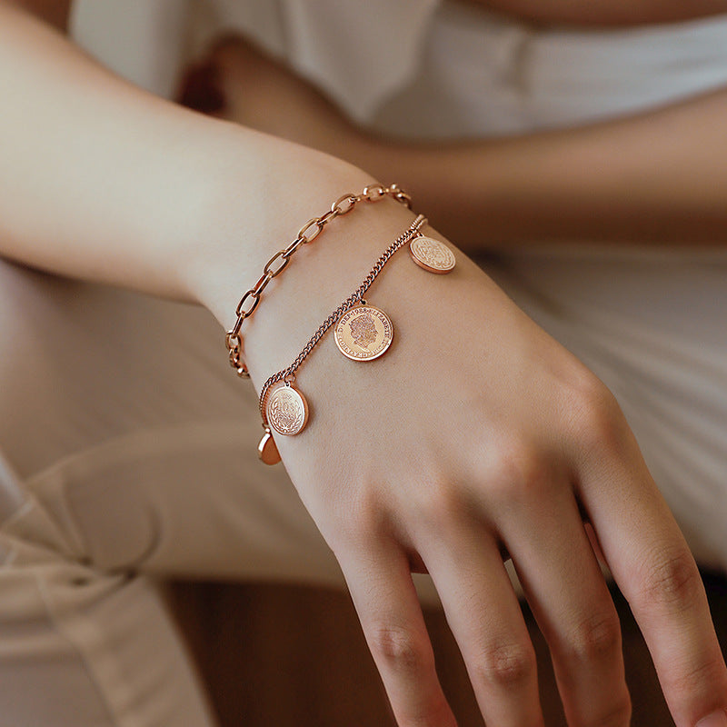 18 k Gold Plated Coin Bracelet