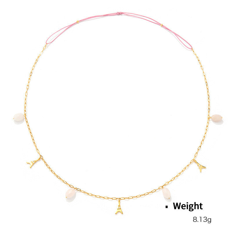 Ourshi 2 Gold-plated Inlaid Zirconium Adjustable Necklace