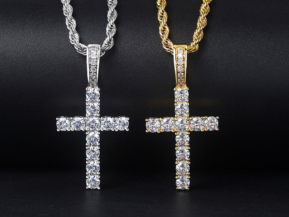 SPARKLE ICED CROSS PENDANT NECKLACE FOR MEN & WOMEN