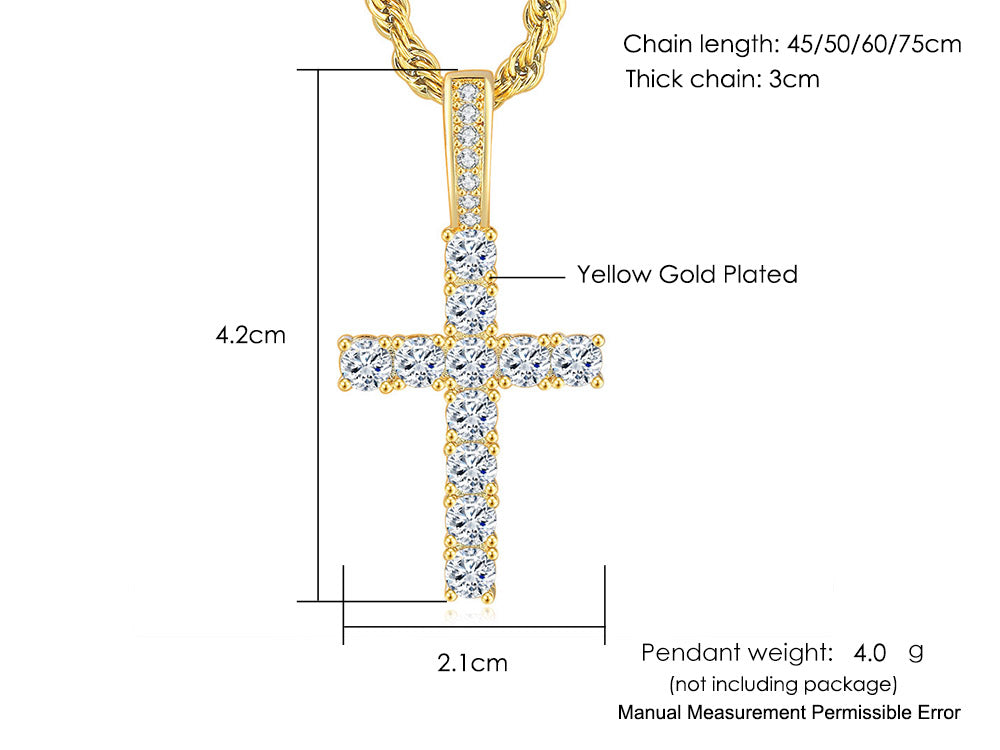 SPARKLE ICED CROSS PENDANT NECKLACE FOR MEN & WOMEN