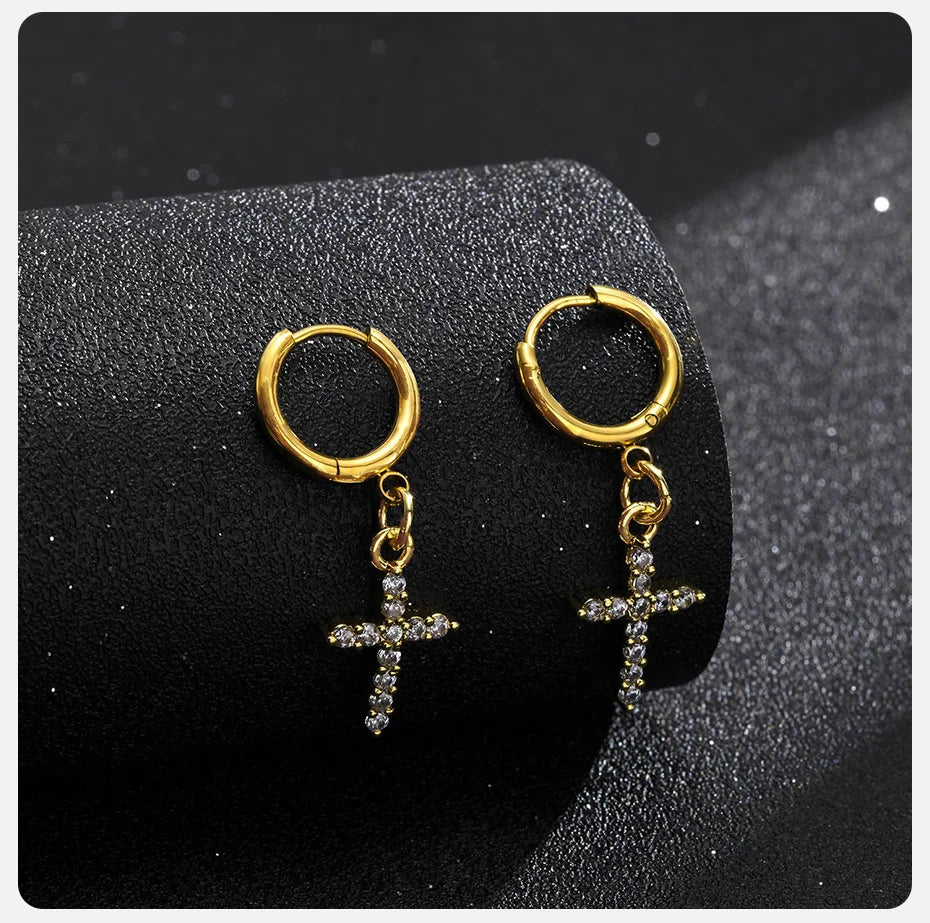 SPARKLE | ICED CROSS - EARRINGS