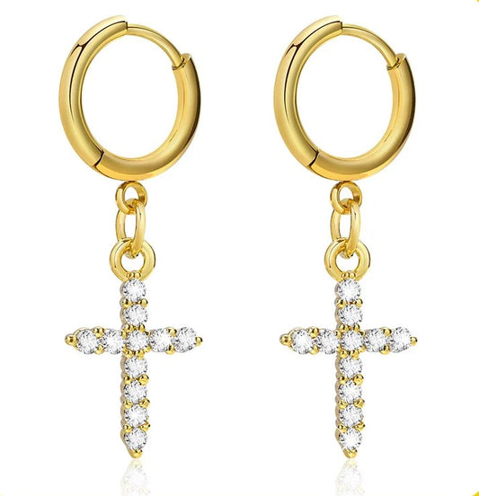 SPARKLE | ICED CROSS - EARRINGS