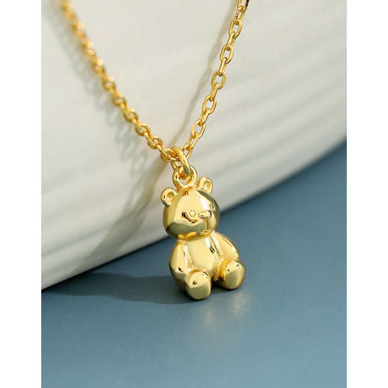 925 Sterling Silver Mini Bear Doll Necklace