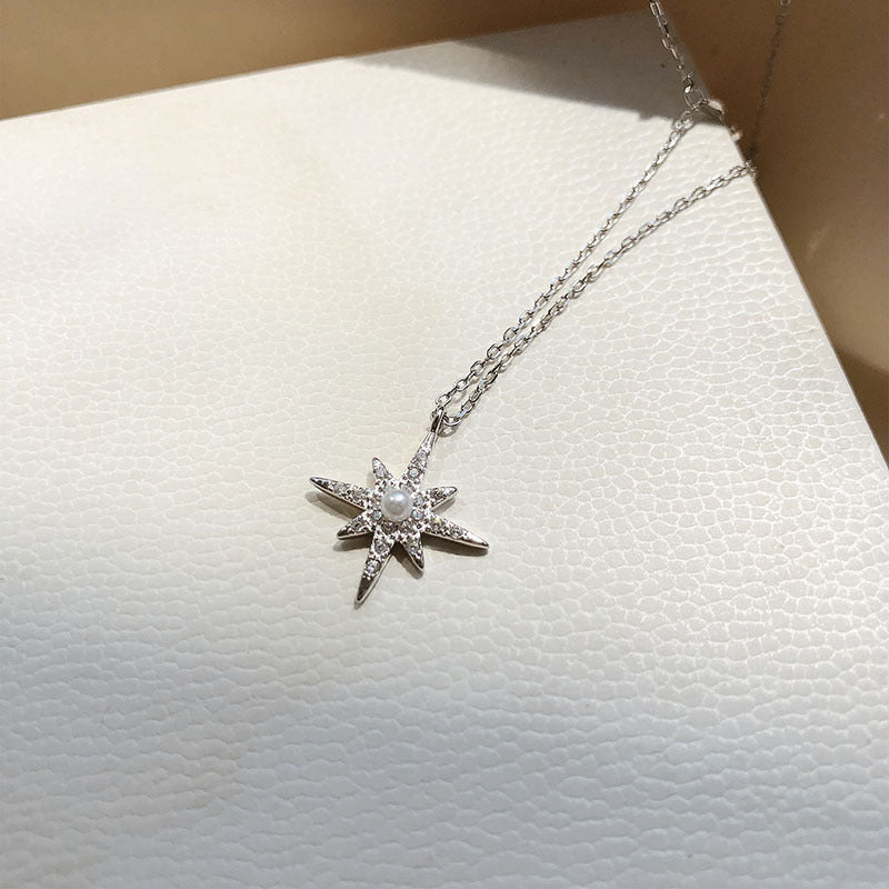 Catrin  925 Sterling Silver Star And Moon Double Necklace