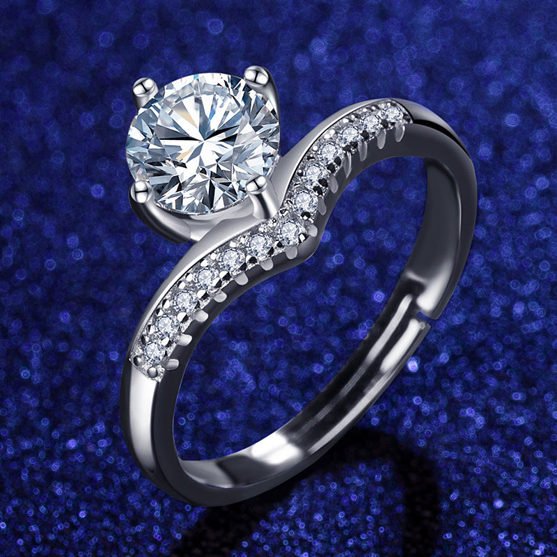 Heart Arrow Zircon Moissanite Ring