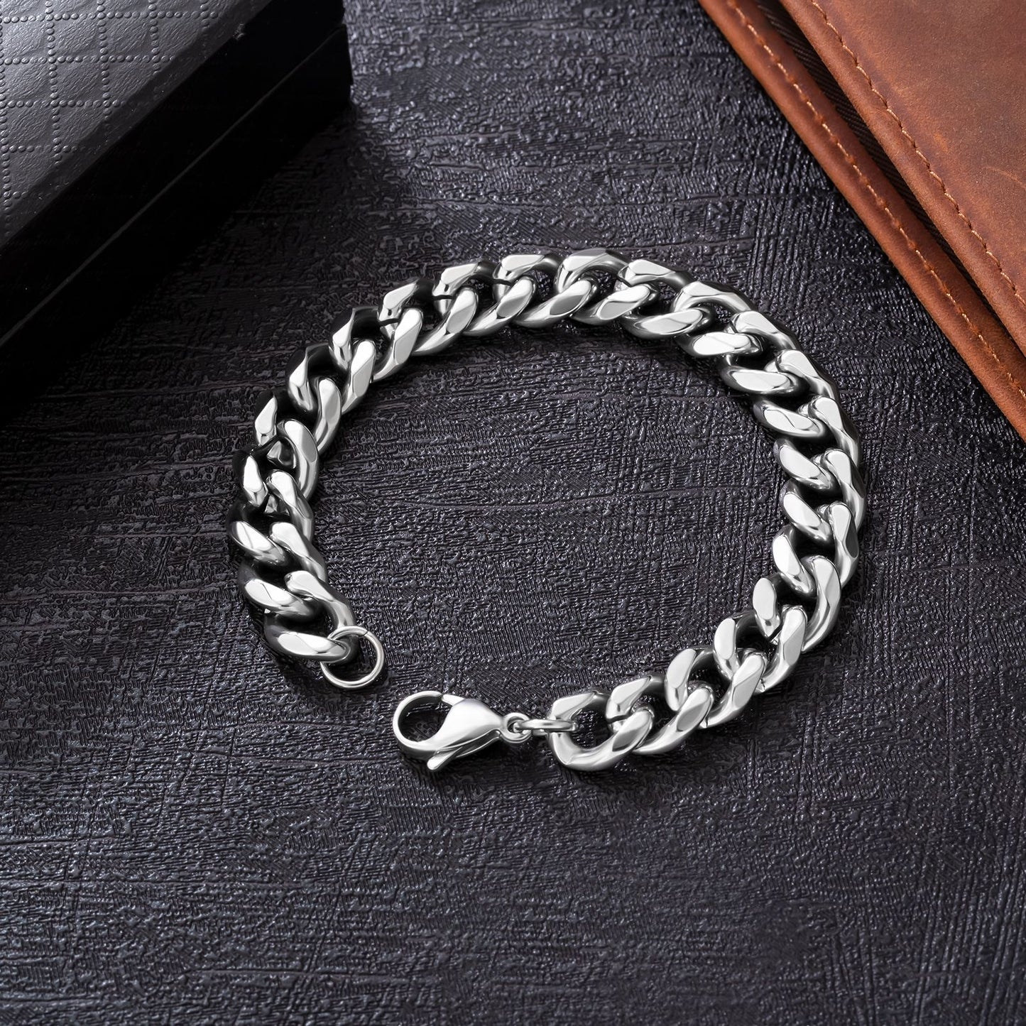 10 mm 18 Karat vergoldetes und versilbertes kubanisches Armband für Männer