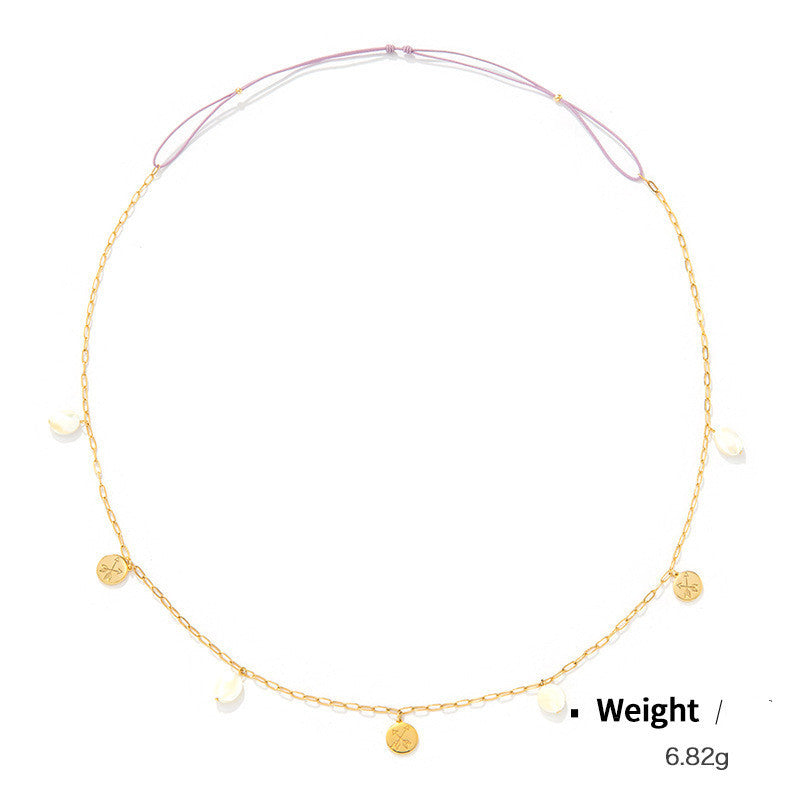 Ourshi 2 Gold-plated Inlaid Zirconium Adjustable Necklace